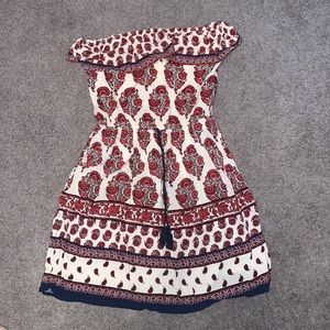 Strapless Printed Dress